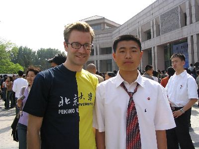 Me and football playing North Korean student