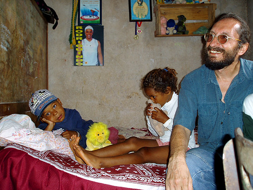 Gregory on a home visit to some of the children in the Hummingbird Programme.
