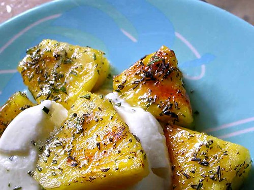 caramelized pineapple with rosemary