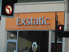 Photograph of hairdressers shop sign - Exstatic